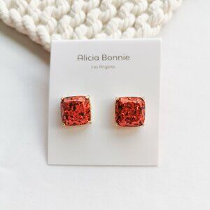 Alicia Bonnie Sugarcube Red Red Glitter Earrings